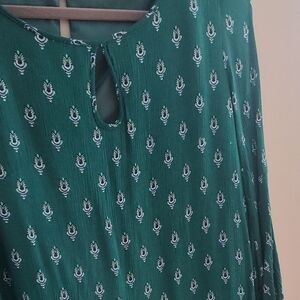 BB Dakota Teal Patterned Blouse